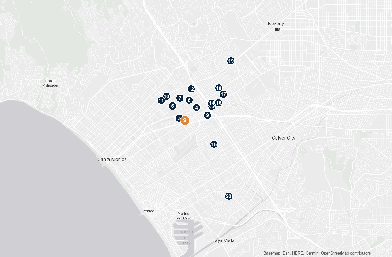 Map of the subject and twenty land sale comparables